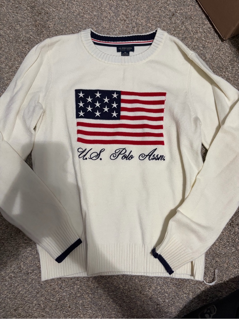 U.S. Polo Assn. Women’s Cream Flag Crewneck Sweater size M